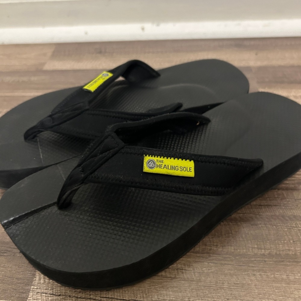 The Healing Sole Flip Flop Sandals Mens 8 Women 9.5 Black Recovery Orthopedic